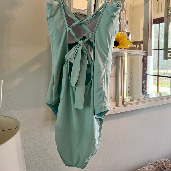 Antoni Melani Bandeau style, One piece turquoise Swimsuit Size 12 - Picture 2 of 6
